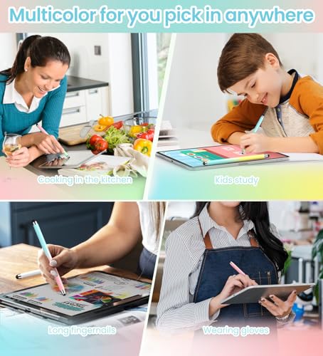 Stylus Pen for Touchscreen 10 Pack, 2 in 1 Universal Stylus High Precision Sensitivity, Stylus Pen for ipad, iPhone, Android, Galaxy Microsoft,Chromebook Tablet All Capacitive Touch Screens - color: Gradient Colors-10pack