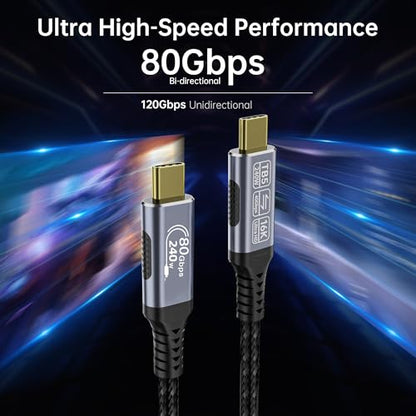 USB Cables Compatible with Thunderbolt 5 Cable [2-Pack 5FT], 80GBPS USB c to USB c Data Transfer Cables, 8K/16k 60Hz@120Hz usbc Monitor Cable for Thunderbolt 4 - size: 2-Pack 5 ft