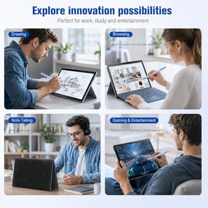 Active Pen for Surface Pro 11/10/9/8/X, Laptop, Book - 2500H Battery | MPP Stylus for Surface Go, Studio, Kobo HP ASUS, Palm Rejection, 1024 Pressurel for Students Artists Drawing Note-Taking - color: Azure