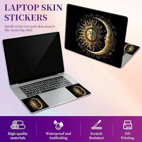 Laptop Skin Sticker Laptop Cover for 12" 13" 13.3" 14" Laptop Stickers,Reusable Skin Sticker Cover Personalized Art Waterproof & Scratch-Resistant Protector Case,Sky Sun Moon Star Ethnic - color: Sky Sun Moon Star Ethnic