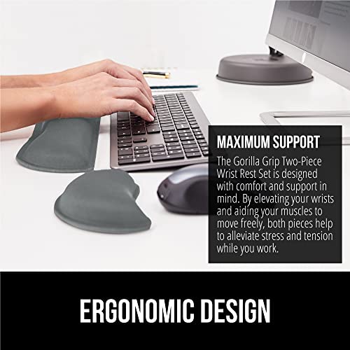 Gorilla Grip Cushion Lap Desk and Gel Memory Foam Wrist Rest, Lap Desk Fits 15 Inch Laptop, Comfortable Foam, Wrist Rest Includes Mousepad Rest, Both in Gray, 2 Item Bundle