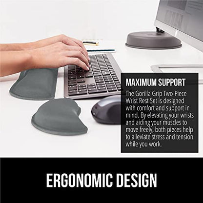 Gorilla Grip Cushion Lap Desk and Gel Memory Foam Wrist Rest, Lap Desk Fits 15 Inch Laptop, Comfortable Foam, Wrist Rest Includes Mousepad Rest, Both in Gray, 2 Item Bundle