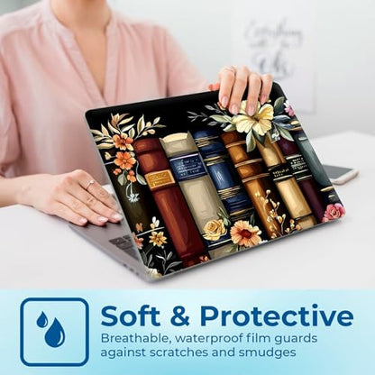 Reusable Universal Laptop Skin Sticker, Cut to Fit for 11.6–15.6 Inch Laptops, Waterproof Protective Film, No-Residue - Flower Book - color: Flower Book