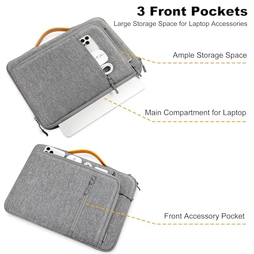 DOMISO 15.6 Inch Laptop Sleeve Case with Handle, Waterproof Shockproof Carrying Cover for 15" MacBook Air M3/M4, MacBook Pro 15/16, Dell XPS 15, HP Spectre, ASUS ZenBook, Grey - color: Grey, size: 15 - 15.6 inch
