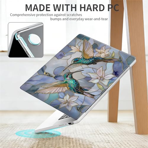 for MacBook 12 Inch Release 2015/2016/2017 Model A1534 Clear Computer Case,Novelty Premium Pattern Hardshell Laptop Case Gilded Wings Stained Glass Hummingbirds Lilies - color: Gilded Wings Stained Glass Hummingbirds Lilies, size: A1534(12 inch)-Clear
