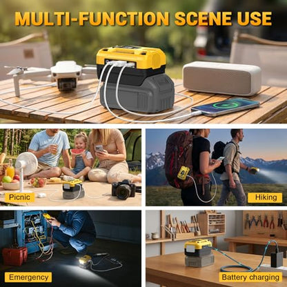 140W Fast Battery Bidirectional Charger Compatible with Dewalt 20V Battery | Dual USB-C 140W Output, Single USB-A 18W Output, Maximum Output of 280W, 700LM LED Work Light & LED Display (No Battery) - color: Yellow