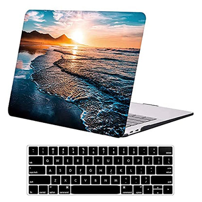 DTangLsm for MacBook Air 15 inch Case 2026 2025-2023 M5 M4 M3 M2 Chip | Model A3448 A3241 A3114 A2941, Beachy Plastic Hard Shell Ocean Case for Mac Air 15 Laptop & Keyboard Cover, Sunset Beach - color: Sunset Beach