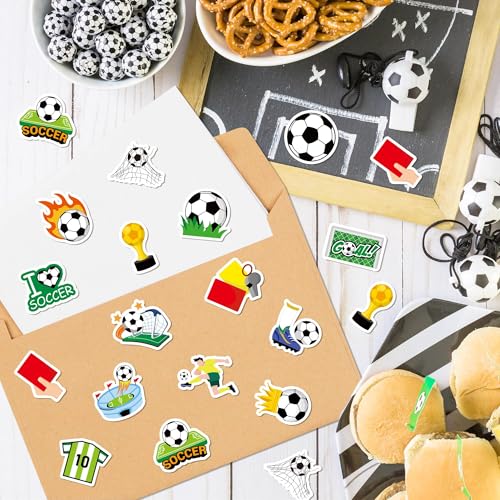 Haooryx Soccer Sport Stickers Rolls - 1000pcs Soccer Football Match Season Stickers Scrapbook Waterproof Vinyl Self Adhesive Water Bottle Laptop Page Activity Pad Summer Camp Birthday Party Favor - style: Soccer 2Roll