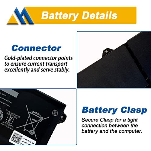 64Wh GRT01 Laptop Battery Replacement for Dell Latitude 15 5521 5531 14 5421 5431 Precision 3470 3561 3571 Alienware m17 R5 AMD Series R05P0 00P3TJ 0P3TJ VXD57 05RGW 9JRV0 15.2V 4000mAh 4-Cells - size: 9.21*3.46*0.28 inche GRT01