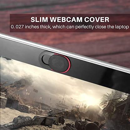 6 Pack Slide Privacy Protection Ultra Thin Anti- Laptop Camera Cover for Computer Pro, black & red, 392892