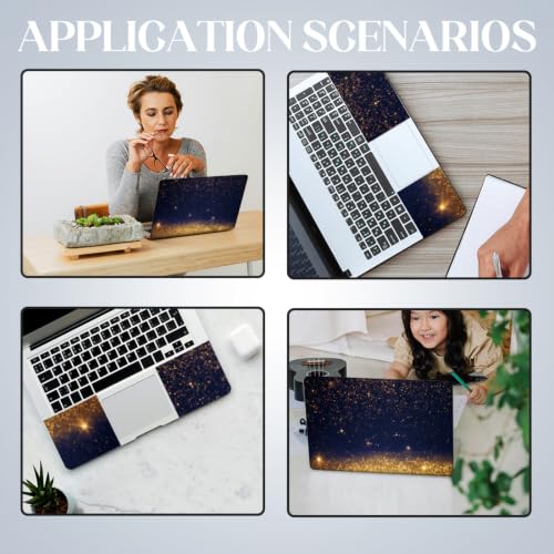 SUPERDANT 3 Pcs Laptop Skin Sticker Cover Decal Golden Sequin Sparkling Spots PVC Waterproof Scratch-Resistant Trim-to-Fit for 12-15.6 Inch Notebook Wrap Personalize Gift 15x10.6in