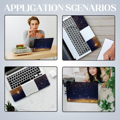 SUPERDANT 3 Pcs Laptop Skin Sticker Cover Decal Golden Sequin Sparkling Spots PVC Waterproof Scratch-Resistant Trim-to-Fit for 12-15.6 Inch Notebook Wrap Personalize Gift 15x10.6in