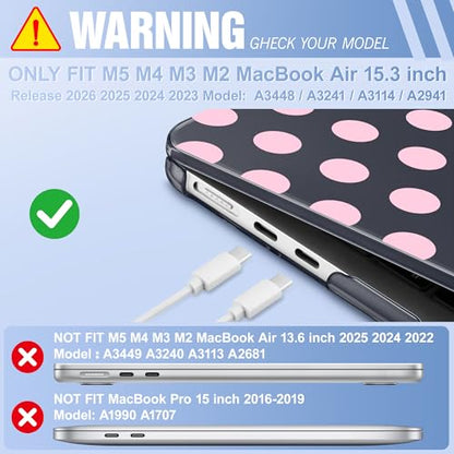 May Chen for MacBook Air 15 inch Case M5 M4 M3 M2 2026 2024-2023, Model A3448 A3241 A3114 A2941, Closes Seamlessly Hard Shell Laptop Cover with Keyboard Cover, Black Dots - color: Black Dots