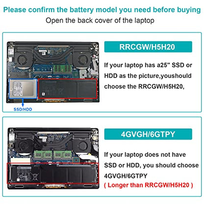 Fancy Buying RRCGW H5H20 Laptop Battery for Dell XPS 15 9550 15-9550 9560 9570 Precision 15 5510 5520 5530 5540 Series P56F P56F001 5D91C 05D91C 62MJV 062MJV M7R96 0RRCGW 5041C 05041C 11.4V-56Wh - size: 8.78*2.83*0.28inch