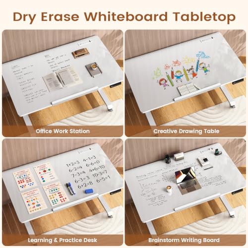 SEDETA 47x24'' Foldable Electric Standing Dry Erase Board Desk with Wheels | 180° Tiltable Mobile Rising Computer Desk Height Adjustable for Drawing/Writing/Gaming/Study/Home Office/Small Space - color: Dry Erase Board, size: 47 x 24 Inches