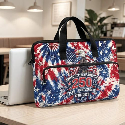 Laptop Sleeve, Laptop Cover with Adjustable Strap Computer Bag Tablet Notebook Sleeves Handbag Messenger Briefcase - color: Usa 250th Birthday Print