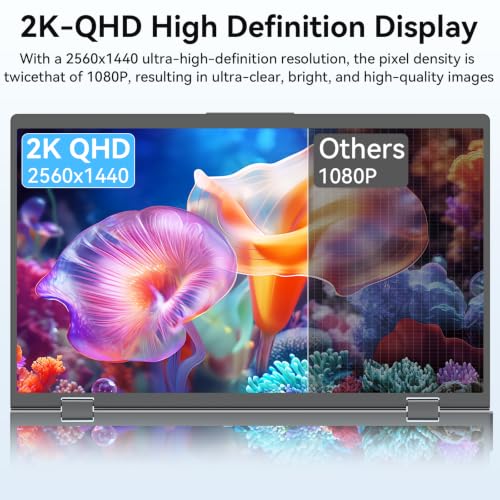 MAGICRAVEN 16" 2K QHD Triple Portable Dual Monitor & Laptop Screen Extender | 2K QHD IPS, Plug & Play No Driver,USB-C/HDMI,100% sRGB,Triple Screen, Foldable,Mac/Windows Compatible,Travel & Office - size: 16.0"