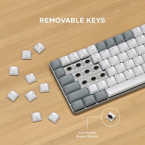Satechi SM1 75% Mechanical Keyboard, Backlit Bluetooth, Light Gray/White | 84 Keys, Compact Wireless, Gaming, for Mac and Windows - color: Light Gray/White, size: 84 Keys
