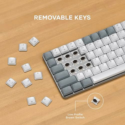 Satechi SM1 75% Mechanical Keyboard, Backlit Bluetooth, Light Gray/White | 84 Keys, Compact Wireless, Gaming, for Mac and Windows - color: Light Gray/White, size: 84 Keys