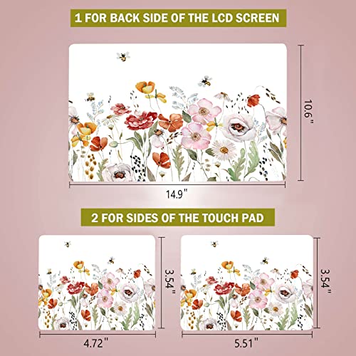 RICHEN Laptop Notebook Skin Sticker Cover Decal, 12 13 13.3 14 15 15.4 15.6 inch Laptop Vinyl Skin Sticker Cover Art Protector Notebook PC (Flowers and Bees) - color: Flowers and Bees