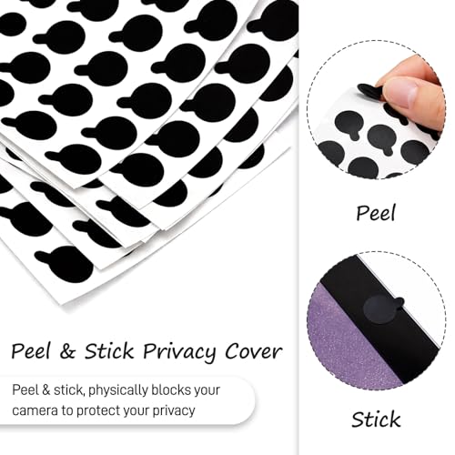 Solid Color Webcam Privacy Stickers, Anti-Peeping Camera Cover Tabs, Reusable Low-Tack Vinyl Covers, Multi-Size Black Sheets (7 Pack, Matte Finish)