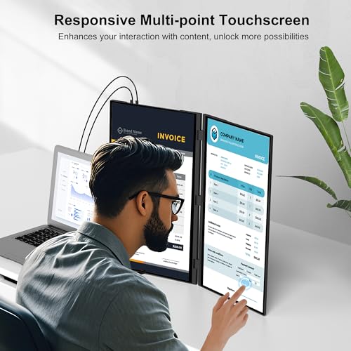 wisecoco 18.5'' 120Hz FHD 1080P Dual Triple Portable Monitor IPS USB-C HDMI HDR Secondary Display Foldable Laptop PC Gaming Monitor 100% sRGB Windows Mac Android Plug&Play Flip S8