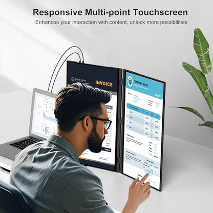 wisecoco 18.5'' 120Hz FHD 1080P Dual Triple Portable Monitor IPS USB-C HDMI HDR Secondary Display Foldable Laptop PC Gaming Monitor 100% sRGB Windows Mac Android Plug&Play Flip S8