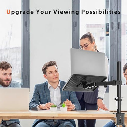 BONTEC Laptop Arm for Desk, 13-32 Inch, 22lbs, VESA 75/100 Compatible | Fully Adjustable Monitor Arm with Vented Tray for LCD Screens and Notebook up to 17", Dual Mounting Options - size: Single