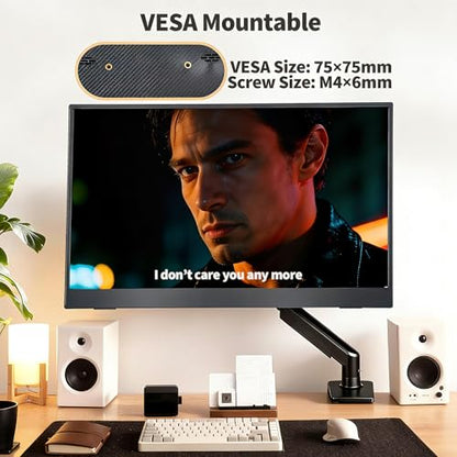 15.6 Inch Portable Monitor, 1080P FHD 60Hz IPS Screen, 72% sRGB HDMI USB-C External Monitor for Laptop PC MacBook Phone Xbox PS5/4, Travel Second Display with Kickstand - size: 15.6