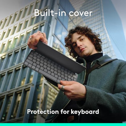 Logitech Keys-to-GO 2 Bluetooth Tablet Keyboard - Graphite | Portable Bluetooth tablet, built-in cover, slim & compact, for Windows, Android, Linux, iPad, iPhone, Mac, Apple TV - color: Graphite, style: Keys-To-Go 2
