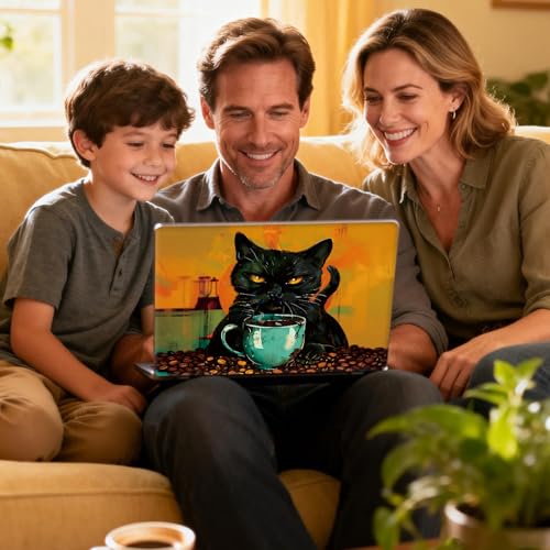 Universal Laptop Skin Sticker Decal for 11.6”12" 13" 13.3" 14" 15" 15.4" 15.6" Reusable Waterproof Scratch-Scratch Resistant Protective Vinyl Laptop Notebook Skin Stickers - A Cute Black Cat - color: A Cute Black Cat