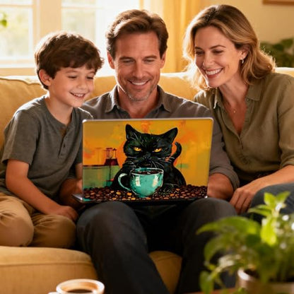 Universal Laptop Skin Sticker Decal for 11.6”12" 13" 13.3" 14" 15" 15.4" 15.6" Reusable Waterproof Scratch-Scratch Resistant Protective Vinyl Laptop Notebook Skin Stickers - A Cute Black Cat - color: A Cute Black Cat