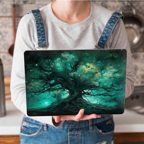 Universal Laptop Skin Sticker with 2 Wrist Pad Skins, Waterproof Scratch Resistant Vinyl Laptop Cover Decal, Cut to Fit for 11–15.6 Inch MacBook HP Dell Lenovo, Green Tree - color: Green Tree