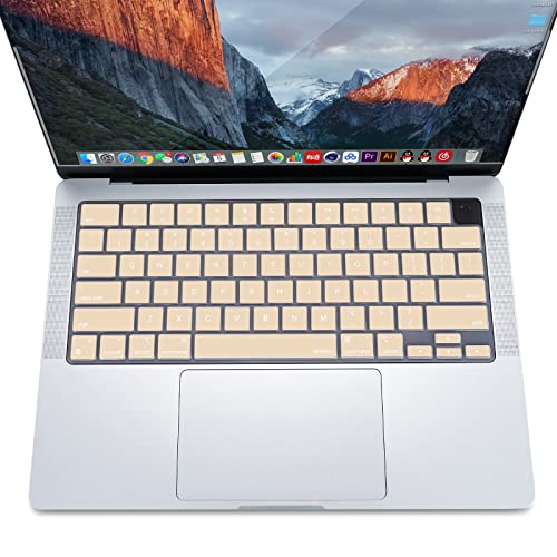 MOSISO Keyboard Cover Skin Compatible with MacBook Air 15 inch M3 M2 | A3114 A2941/Air 13.6 A3113 A2681/Pro 14/16 M4 M3 M2 M1, Apricot - color: Apricot