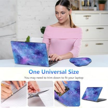 Laptop Skin Sticker Decal 15-15.6 Inch with Cute Mouse Pad, Universal Reusable Vinyl Sticker for 12.1 13 13.3 14 15.4 Inch Netbook and Notebook PC, Purple Galaxy - color: Purple Galaxy