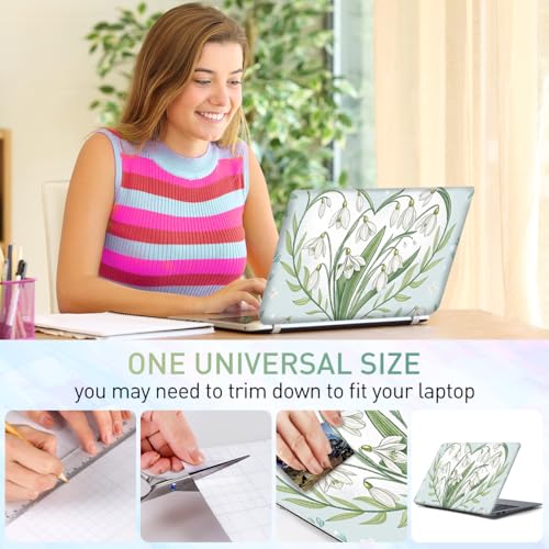 12.1 13 13.3 14 15.4 15.6 Inch Laptop Skin Decal, Laptop Skins Stickers Decals for Notebook PC, Universal Reusable Vinyl Laptop Cover Sticker, Waterproof Art Protector I Green Flower Heart - color: Green Flower Heart