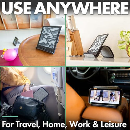 Airplane Phone Holder - Foldable Phone Stand for Plane Travel | Tweed Design,Tabletop Mount Desk, Plane Tray Seat back, Treadmill, Fits iPhone Cell Phone, 9 x 4.3 in - color: Tweed, size: Large