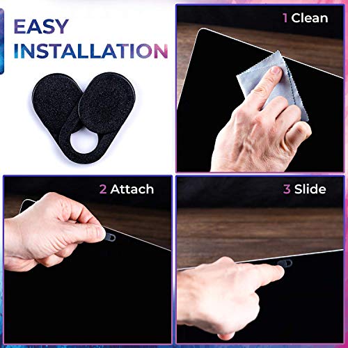 Webcam Covers Laptop Camera Cover Slide. Privacy Protector for Laptop, Tablet, iPаd, MаcBook, iPhоnе 8/7/6 Plus, iMас, Smartphone, Protection from Dust and Dirt. [8 pcs], Black (123)