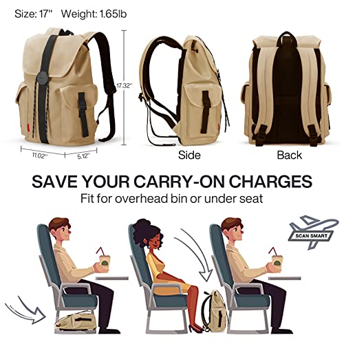 mixi Travel Laptop Backpack for Women & Men, Carry On Backpack fits 16'' Laptop Waterproof Rucksack,17 Inch, Mocha Brown - color: Mocha Brown