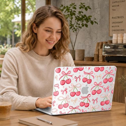 May Chen Compatible with MacBook Neo 13 inch Case 2026 Model A3404, Plastic Hard Shell,Keyboard Cover,Screen Protector,Dust Plug, for MacBook Neo 13" with A18 Pro Chip,Cherries & Bows - color: Cherries & bows