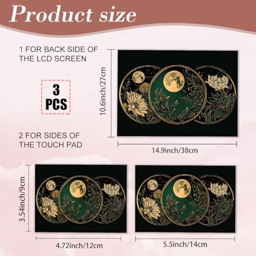 PLIGREAT Vintage Flowers Laptop Decal Sticker Skin Cover, Moon Laptop Sticker Skins Decal Fits 12" 13" 13.3" 14" 15" Laptops Universal Removable Vinyl Notebook Art Protector Netbook PC Cover Decal