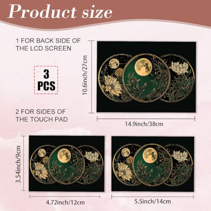 PLIGREAT Vintage Flowers Laptop Decal Sticker Skin Cover, Moon Laptop Sticker Skins Decal Fits 12" 13" 13.3" 14" 15" Laptops Universal Removable Vinyl Notebook Art Protector Netbook PC Cover Decal