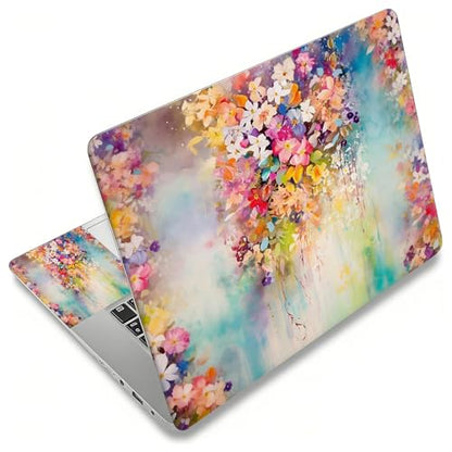 Laptop Skin Sticker Decal, Universal Reusable Vinyl Laptop Cover for 12" 13" 13.3" 14" 15" 15.4" 15.6" Notebook PC, Reusable Waterproof Scratch-Resistant with 2 Wrist Pads,Art Watercolor Flowers - color: Art Watercolor Flowers