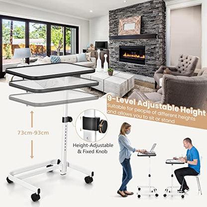 Overbed Table Overbed Table Wheels Adjustable C-Shaped Overbed Table with Wheels - Rolling Laptop Desk for Home & - Space-Saving Bedside Coffee Table On Sofa - 9-Position Height & Tilting Top