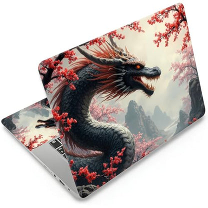 Universal Laptop Skin Sticker, 11-15.6 Inch Reusable Vinyl Laptop Skin Decal, Scratch Resistant Waterproof Cover, Easy to Trim & Apply, Dragon Cherry Blossom - color: Dragon Cherry Blossom