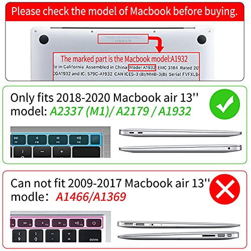 Seorsok Compatible with MacBook Air 13 Inch Model A1932 A2179 M1 A2337 Touch ID Release 2020 2019 2018 Plastic Hard Shell Case Protective Cover with 2 Pieces Black Keyboard Cover Cow Pattern - color: black white