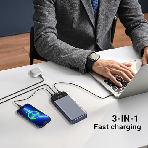 24,000mAh 280W Laptop Power Bank, PD 3.1 Portable Charger with Smart Display, 3-Port USB C Battery Pack for MacBook Pro/Air, iPhone 16/15/14/13 Series, iPad and More, Flight-Approved for Travel - size: 280W Laptop Power Bank