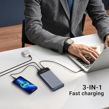 24,000mAh 280W Laptop Power Bank, PD 3.1 Portable Charger with Smart Display, 3-Port USB C Battery Pack for MacBook Pro/Air, iPhone 16/15/14/13 Series, iPad and More, Flight-Approved for Travel - size: 280W Laptop Power Bank