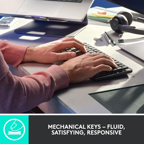 Logitech MX Mechanical Mini Wireless Illuminated Keyboard, Clicky Switches, Backlit, Bluetooth, USB-C, macOS, Windows, Linux, iOS, Android, Metal - size: Compact, style: Clicky (satisfying click)