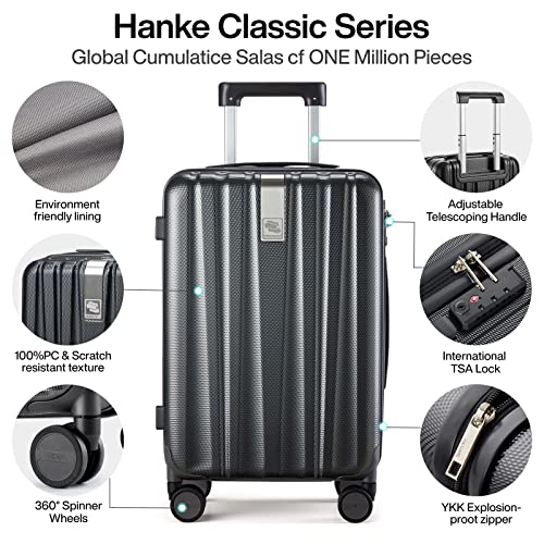 Hanke Luggage Sets 2 piece Carry On Luggage with Wheels PC Hard Shell Suitcases Lightweight Checked Travel Luggage Large Travel Suitcase Woman Men 20/29 Inch(Jet Black) - color: Jet Black, size: 2 Piece Set（20/29）